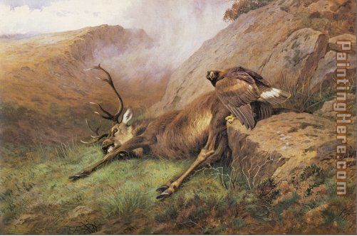 the lost stag painting - Archibald Thorburn the lost stag art painting